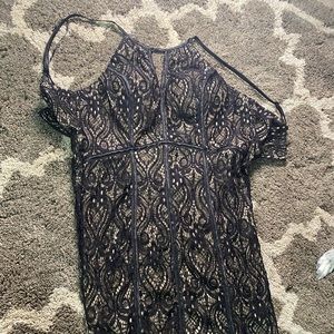 Black and nude dress with sequins